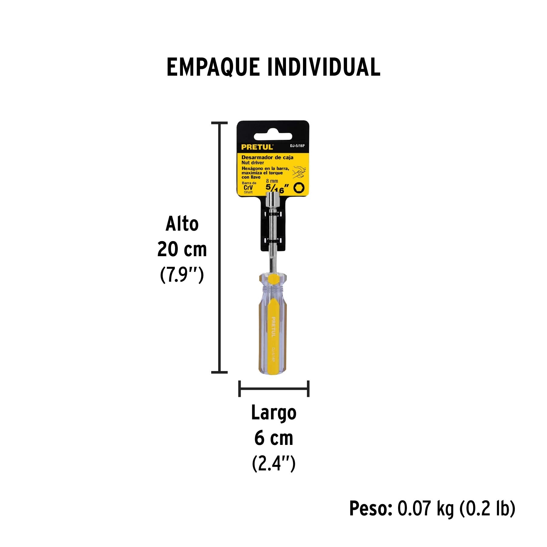 Desarmador de caja 5/16" mango de PVC Pretul