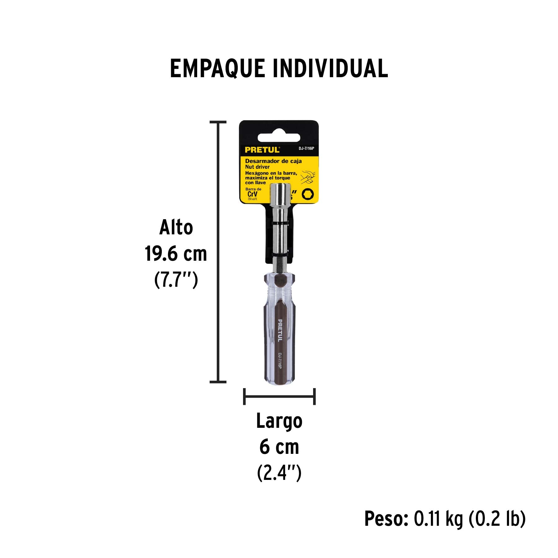 Desarmador de caja 7/16" mango de PVC Pretul