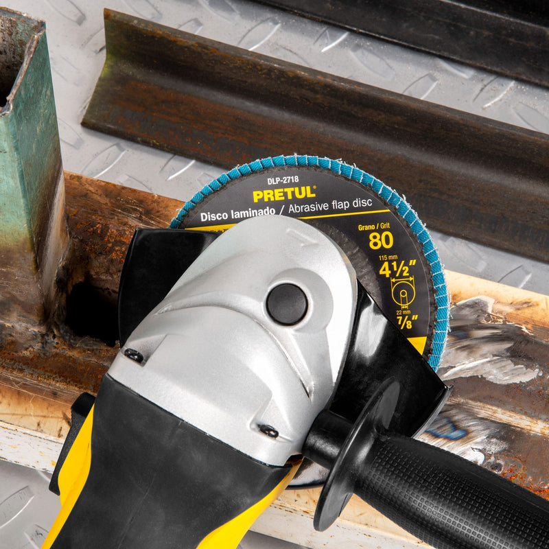 Disco laminado, 4-1/2", grano 80, centro 7/8", Pretul