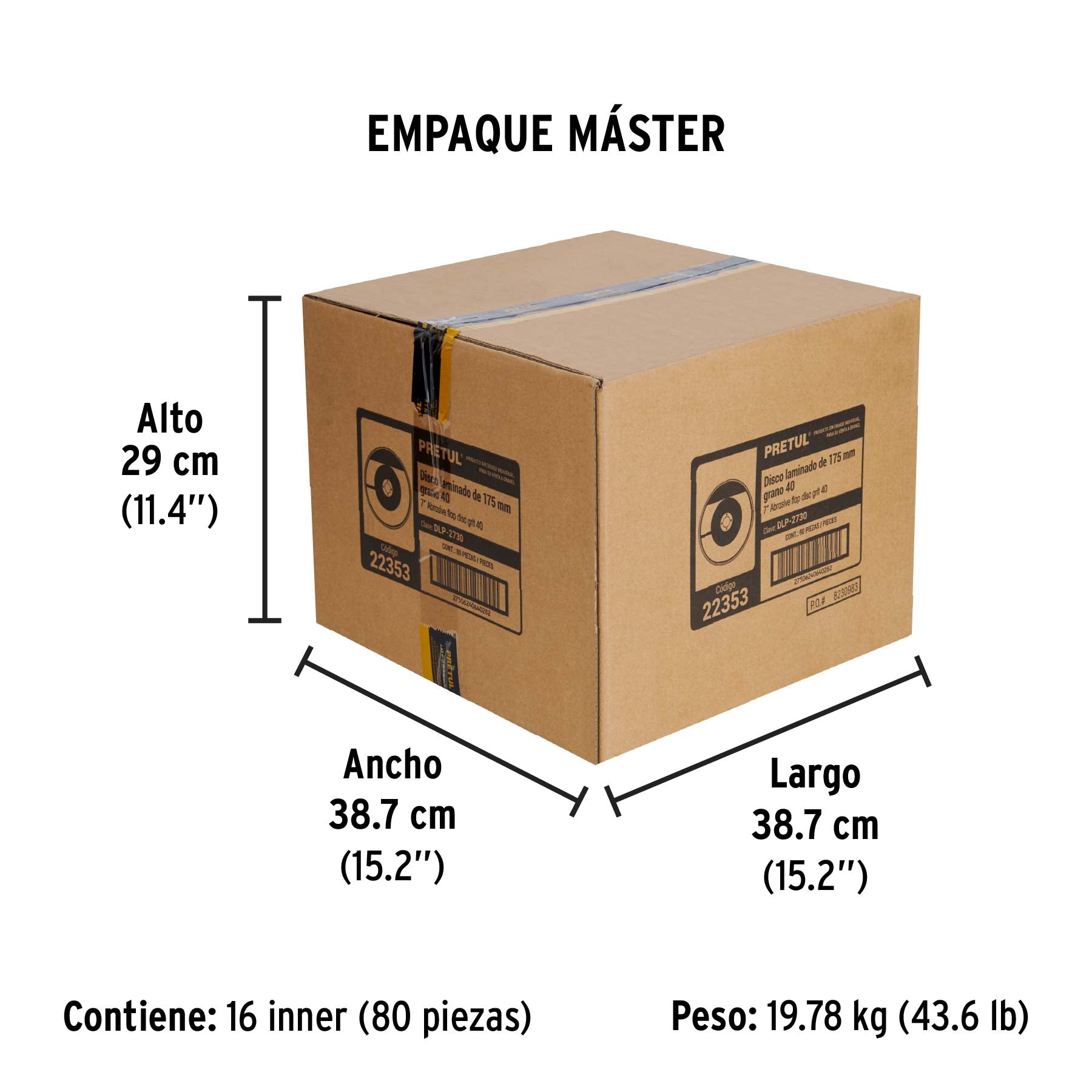 Disco laminado, 7", grano 40, centro 7/8", Pretul