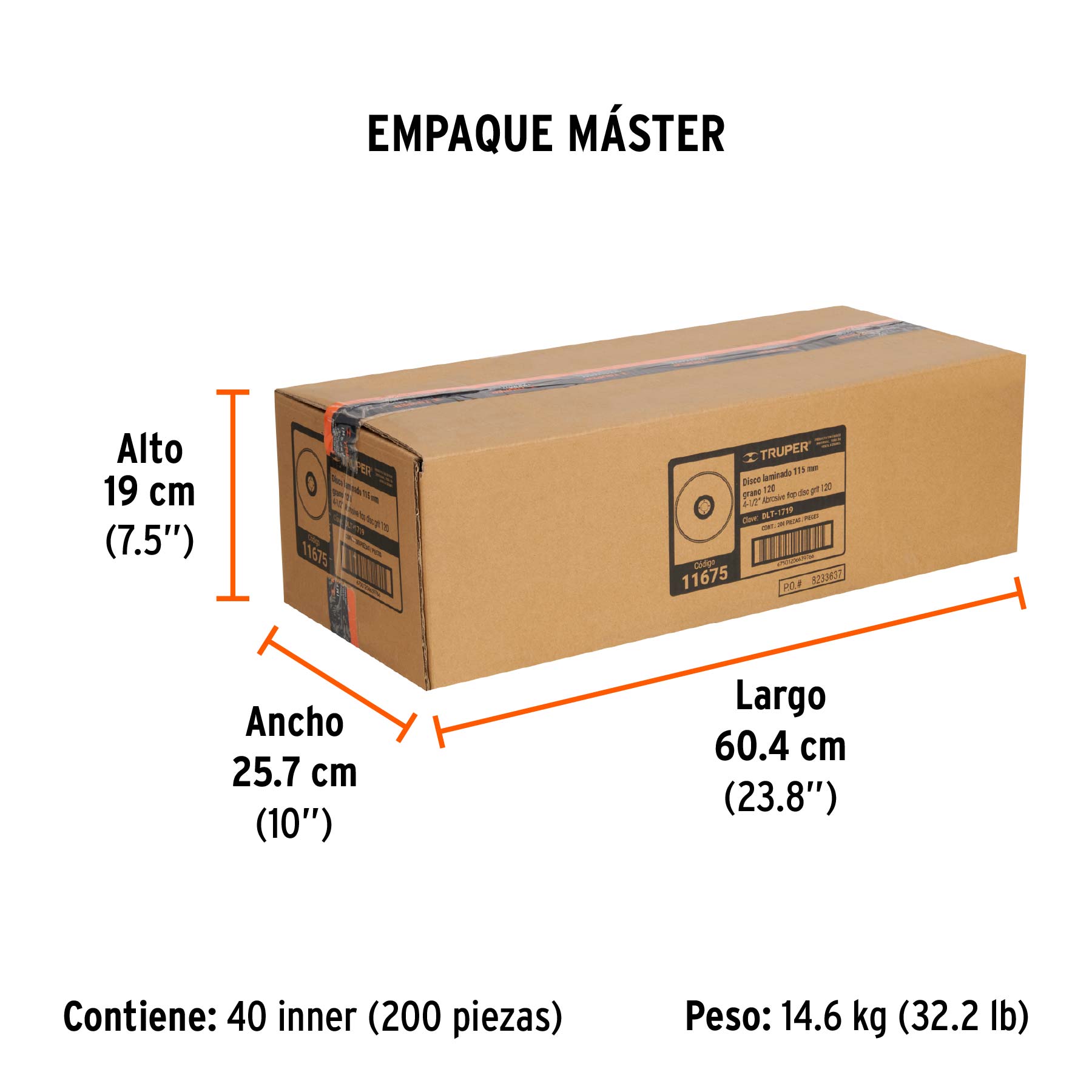 Disco laminado, 4-1/2", grano 120, centro 7/8"