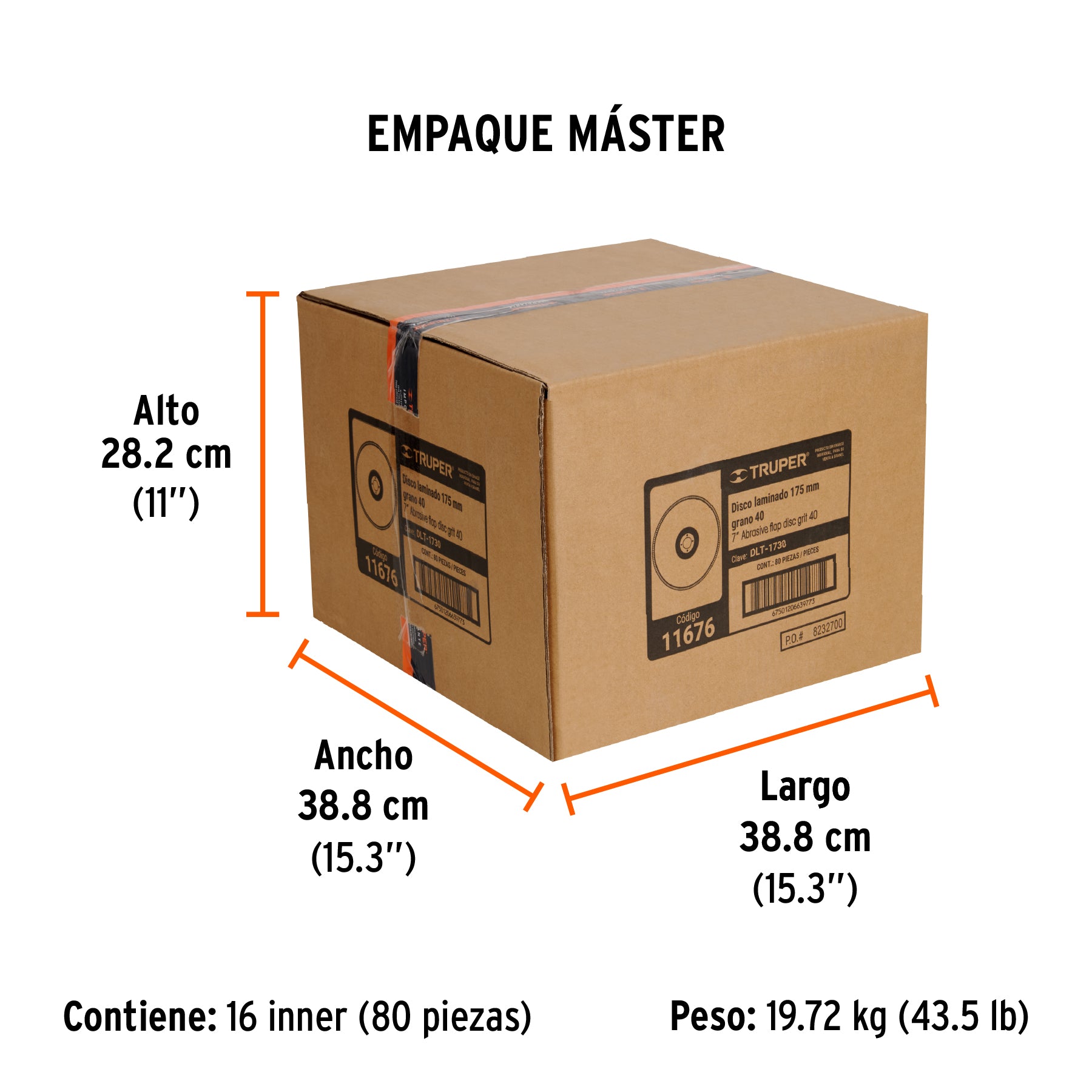 Disco laminado, 7", grano 40, centro 7/8"