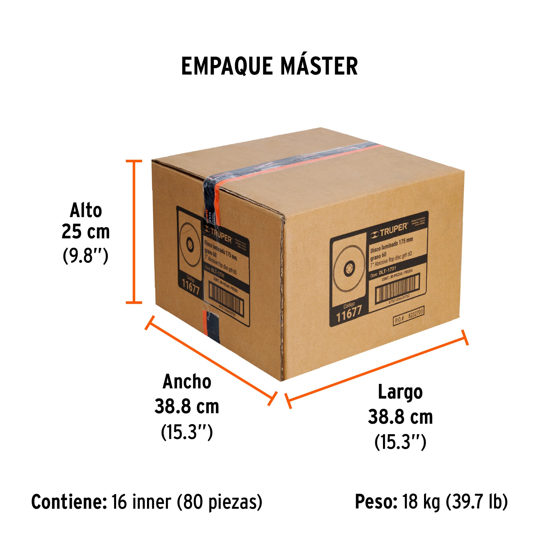 Disco laminado, 7", grano 60, centro 7/8"