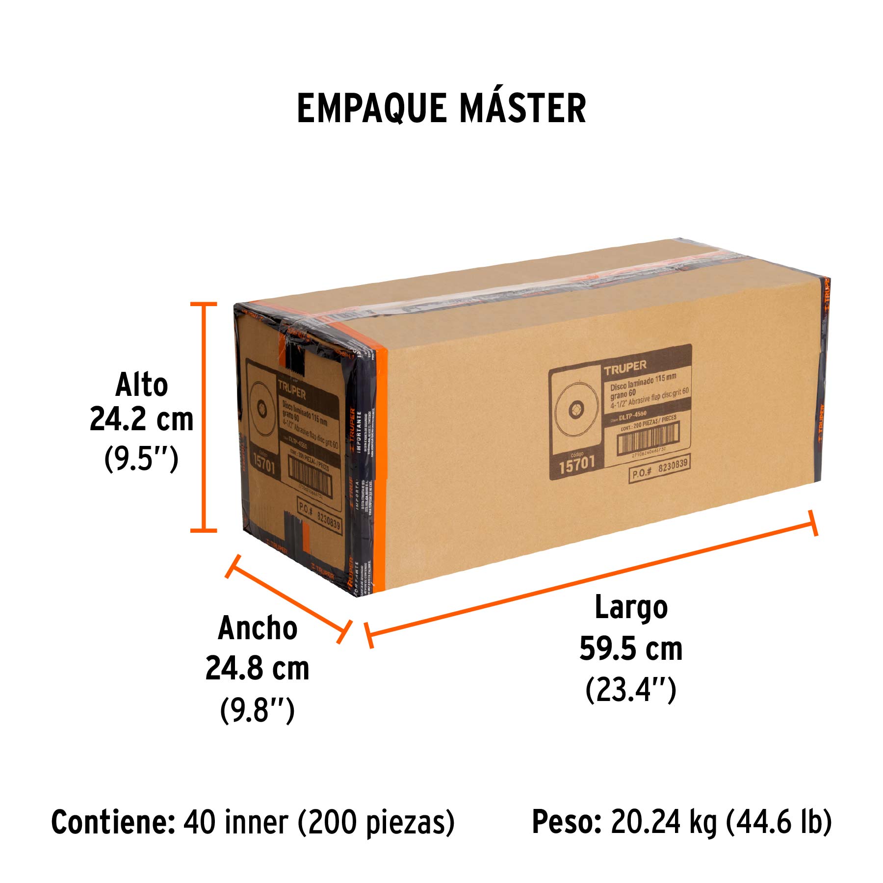 Disco laminado respaldo plástico 4-1/2",barreno 7/8"grano 60