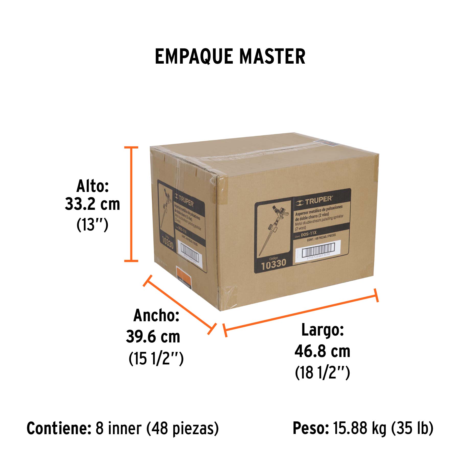 Aspersor metálico dos vías, estaca metálica de 11"