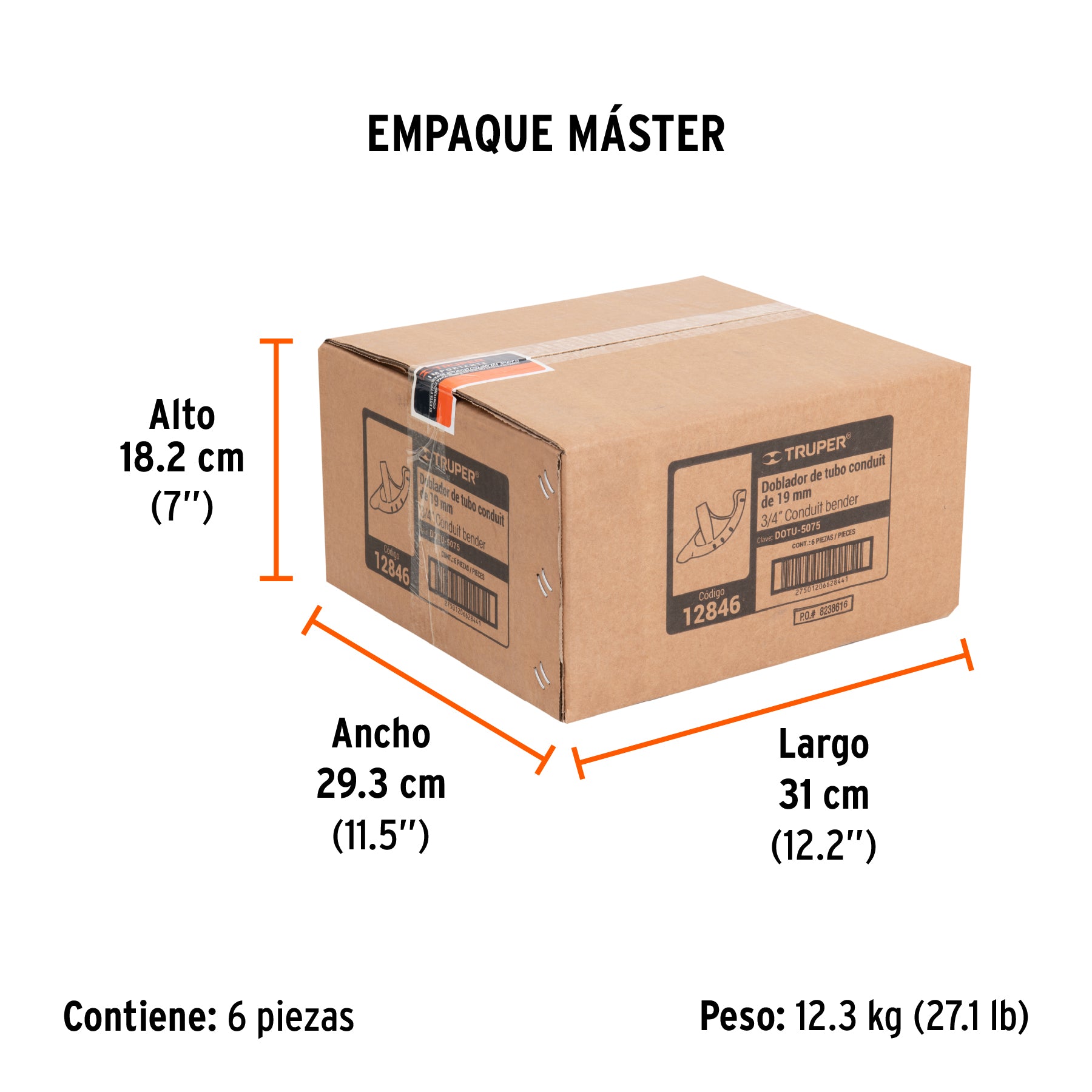 Doblador de tubo conduit, hasta 3/4"
