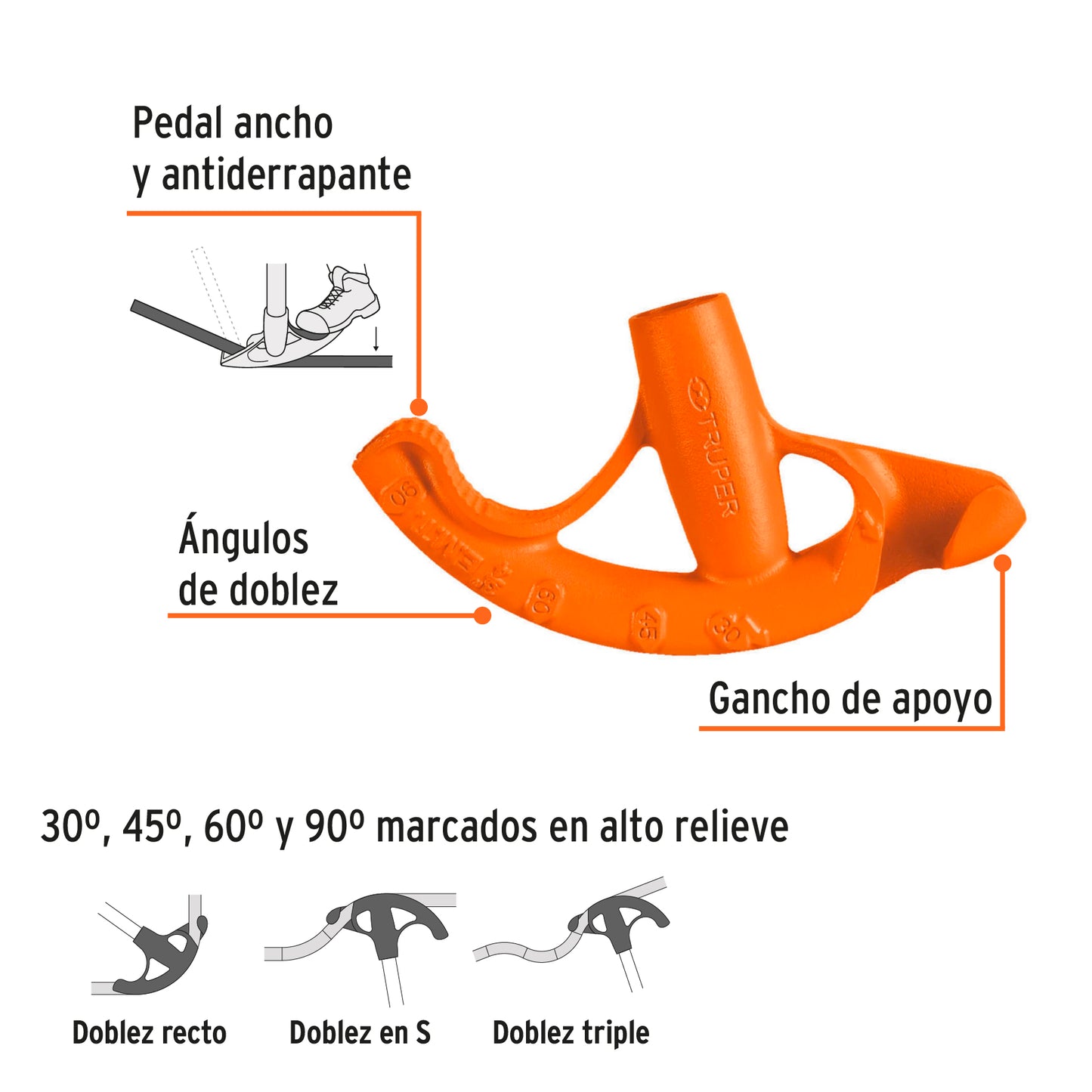 Doblador de tubo conduit, hasta 3/4"