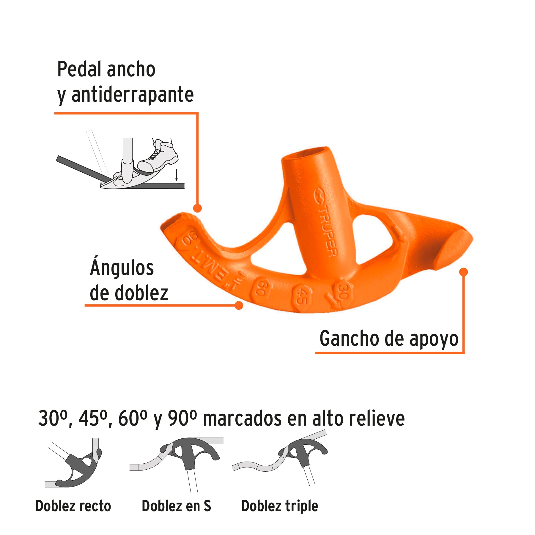 Doblador de tubo conduit, hasta 1/2"