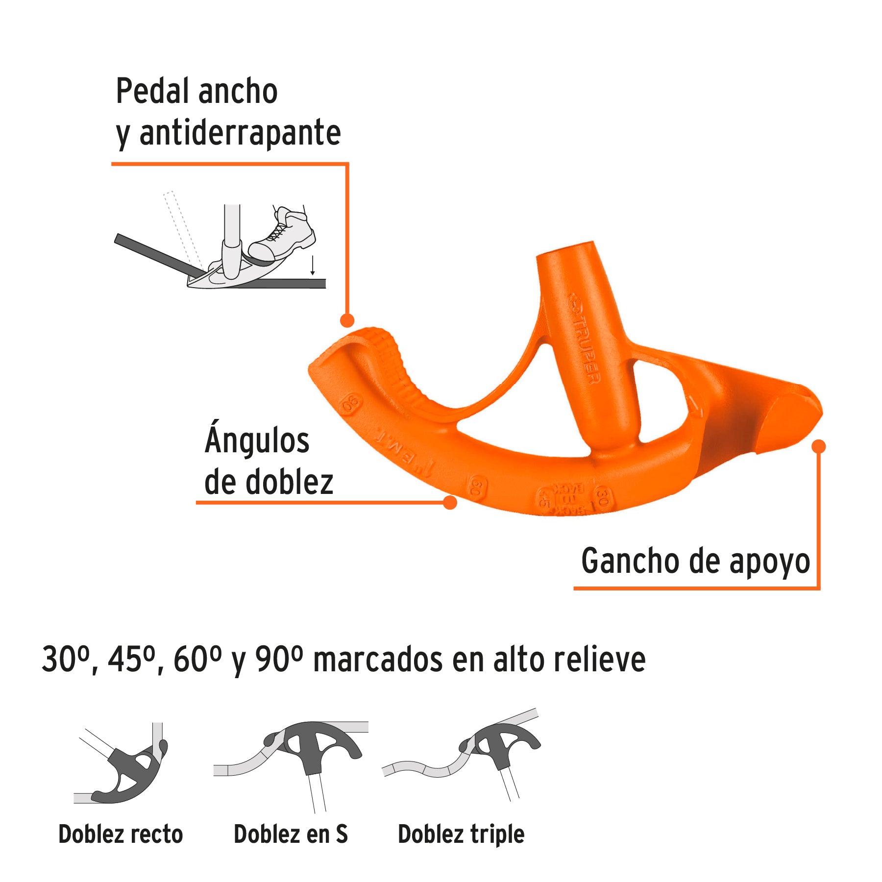 Doblador de tubo conduit, hasta 1"