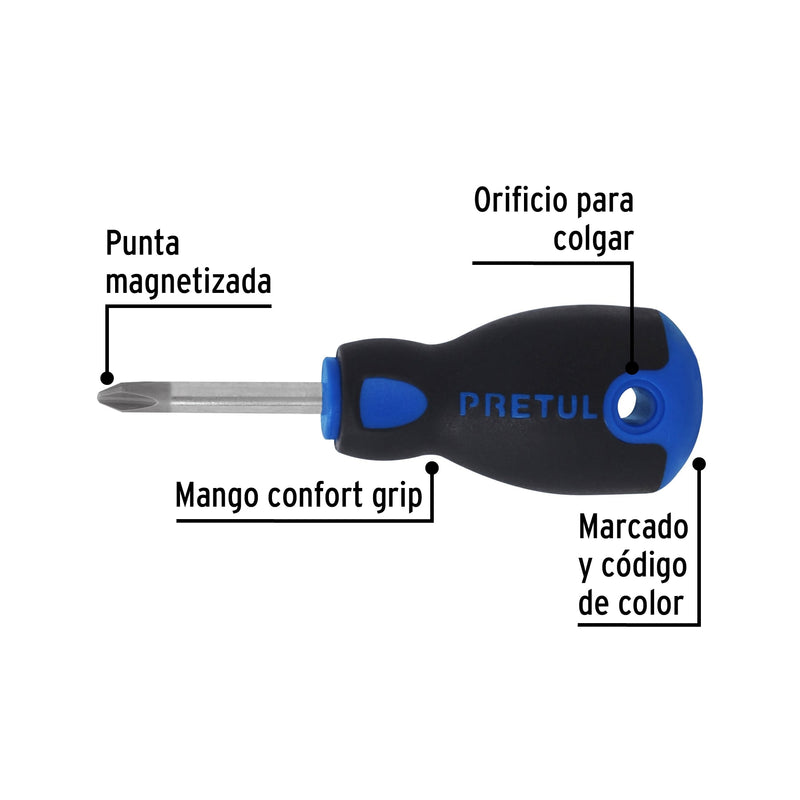 Desarmador phillips, 1/4x1-1/2", mango bicolor, pretul