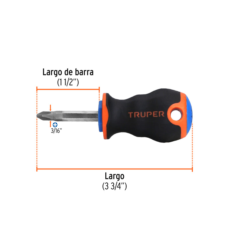 Desarmador punta phillips # 2, mango comfort grip, 1-1/2"