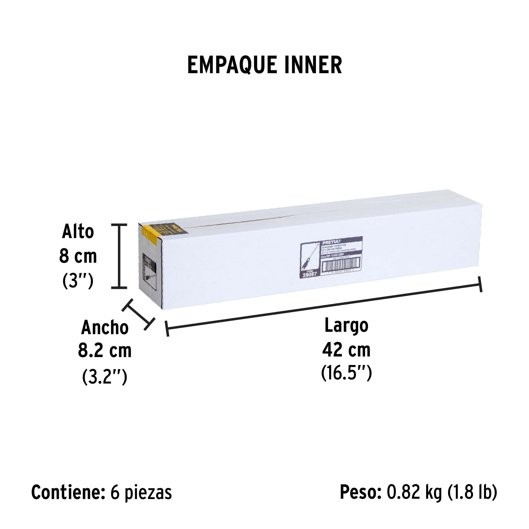 Desarmador punta Phillips,1/4x 12',mango Comfort Grip, Pretu