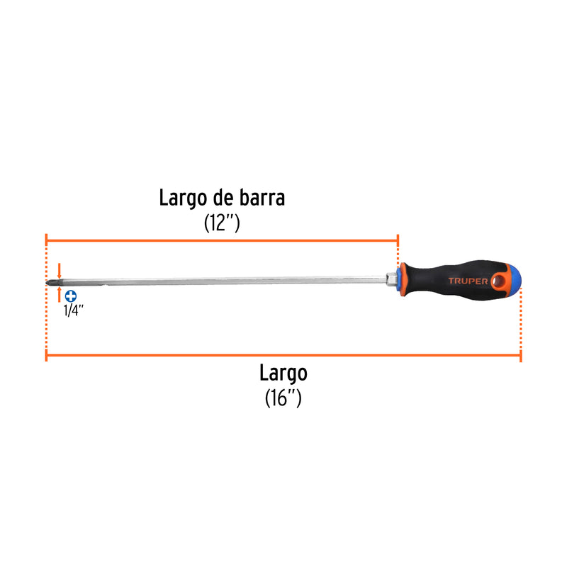 DESARMADOR DE CRUZ MANGO COMFORT GRIP 1/4"X12"