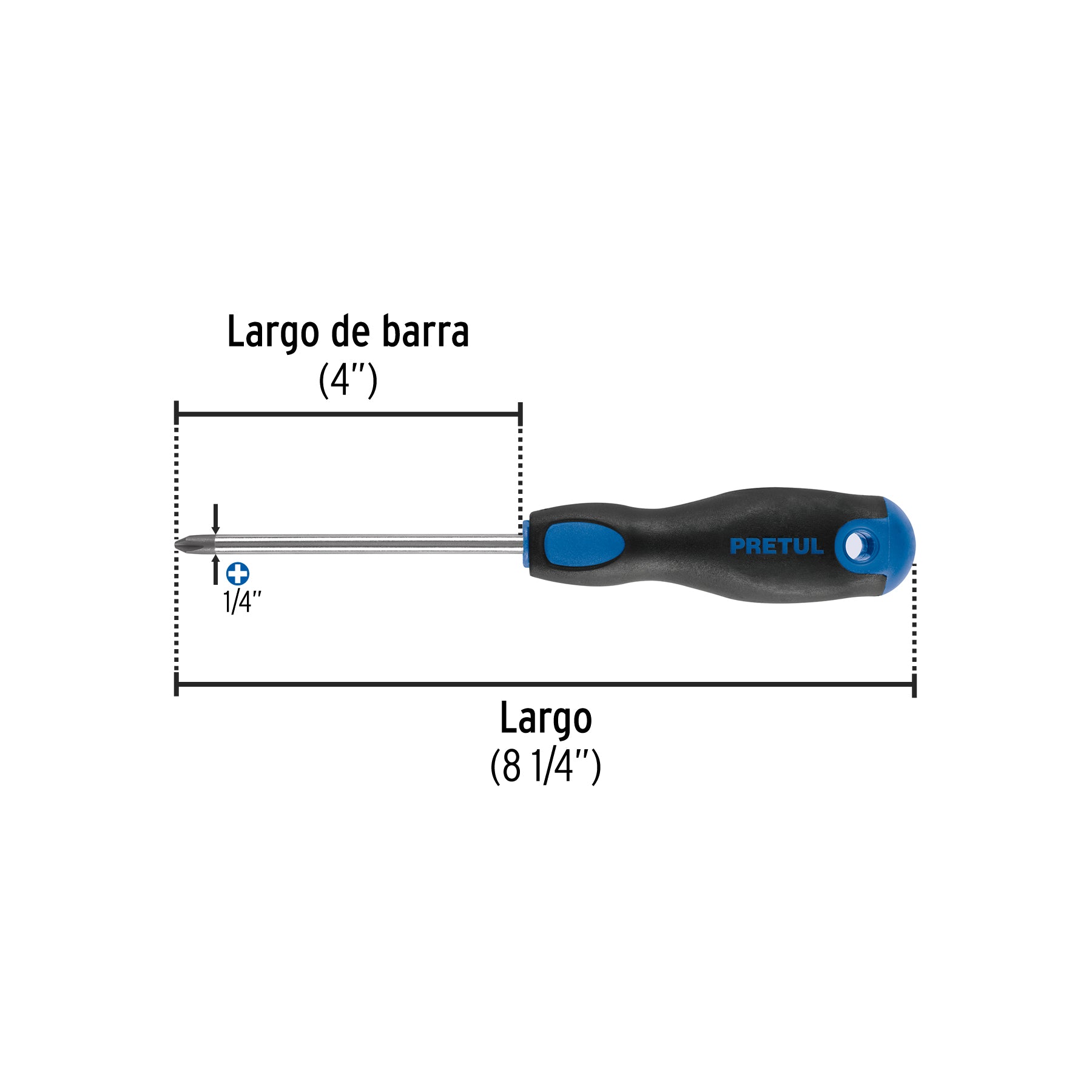 Desarmador punta phillips, 1/4x4", mgo comfort grip, pretul