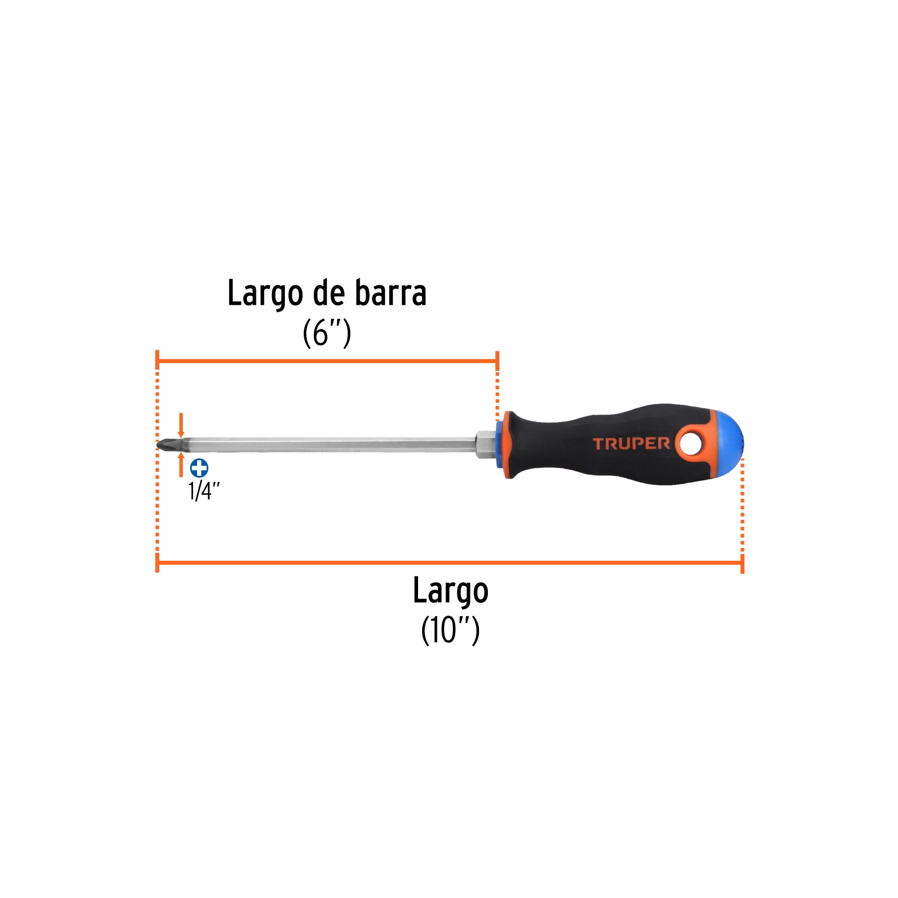 Desarmador punta phillips # 2, mango comfort grip, 6"
