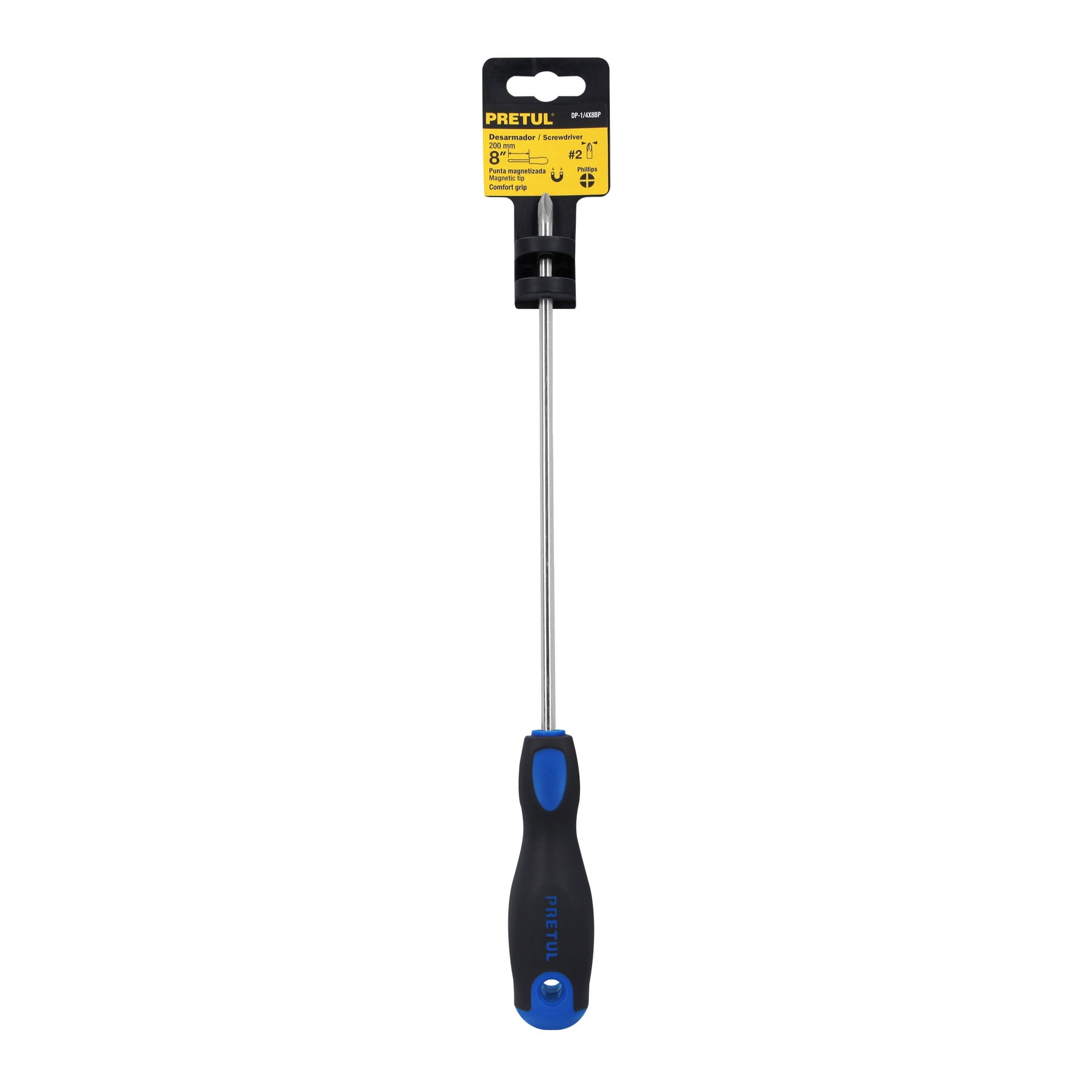 Desarmador punta phillips, 1/4x8", mgo comfort grip, pretul