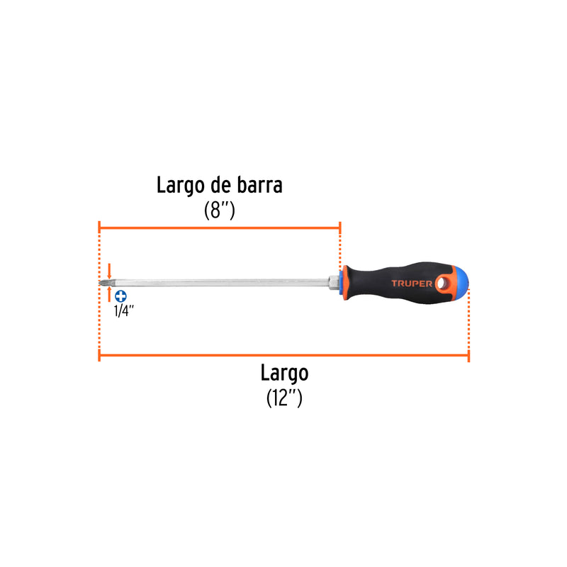 Desarmador punta phillips # 2, mango comfort grip, 8"