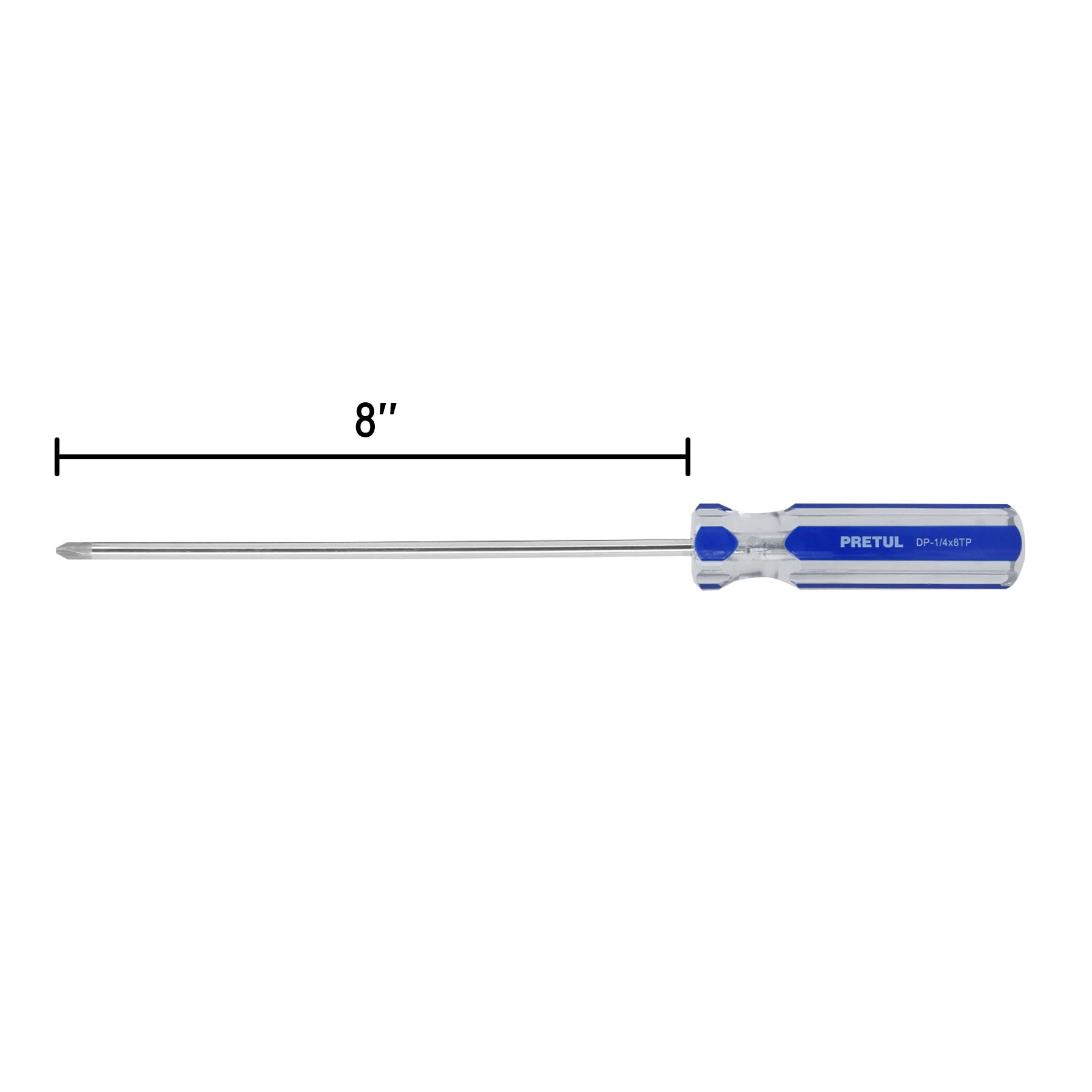 Desarmador punta phillips, 1/4 x 8", mango pvc, pretul