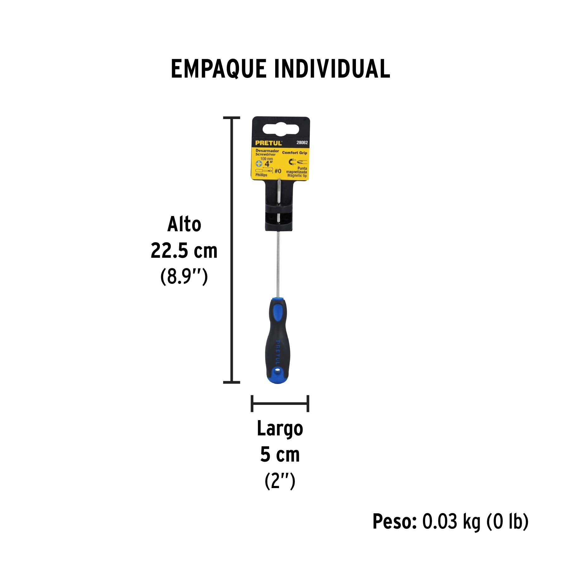 Desarmador punta Phillips,1/8x4', mango Comfort Grip, Pretul