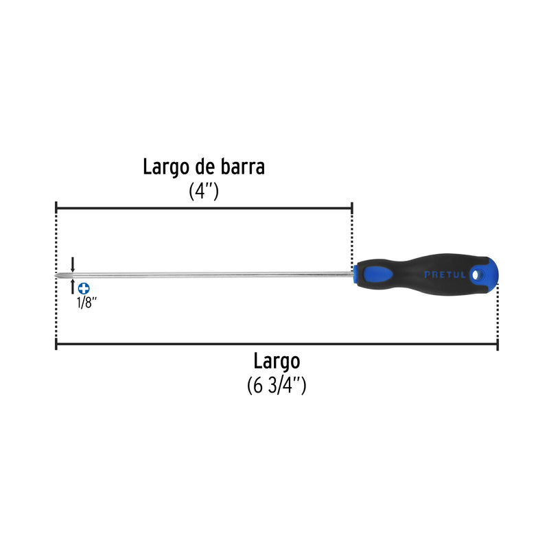 Desarmador punta Phillips,1/8x4', mango Comfort Grip, Pretul