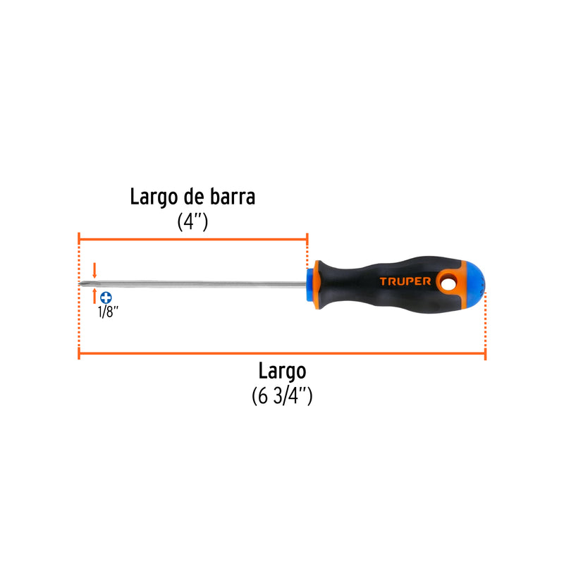 Desarmador punta phillips # 0, mango comfort grip, 4"