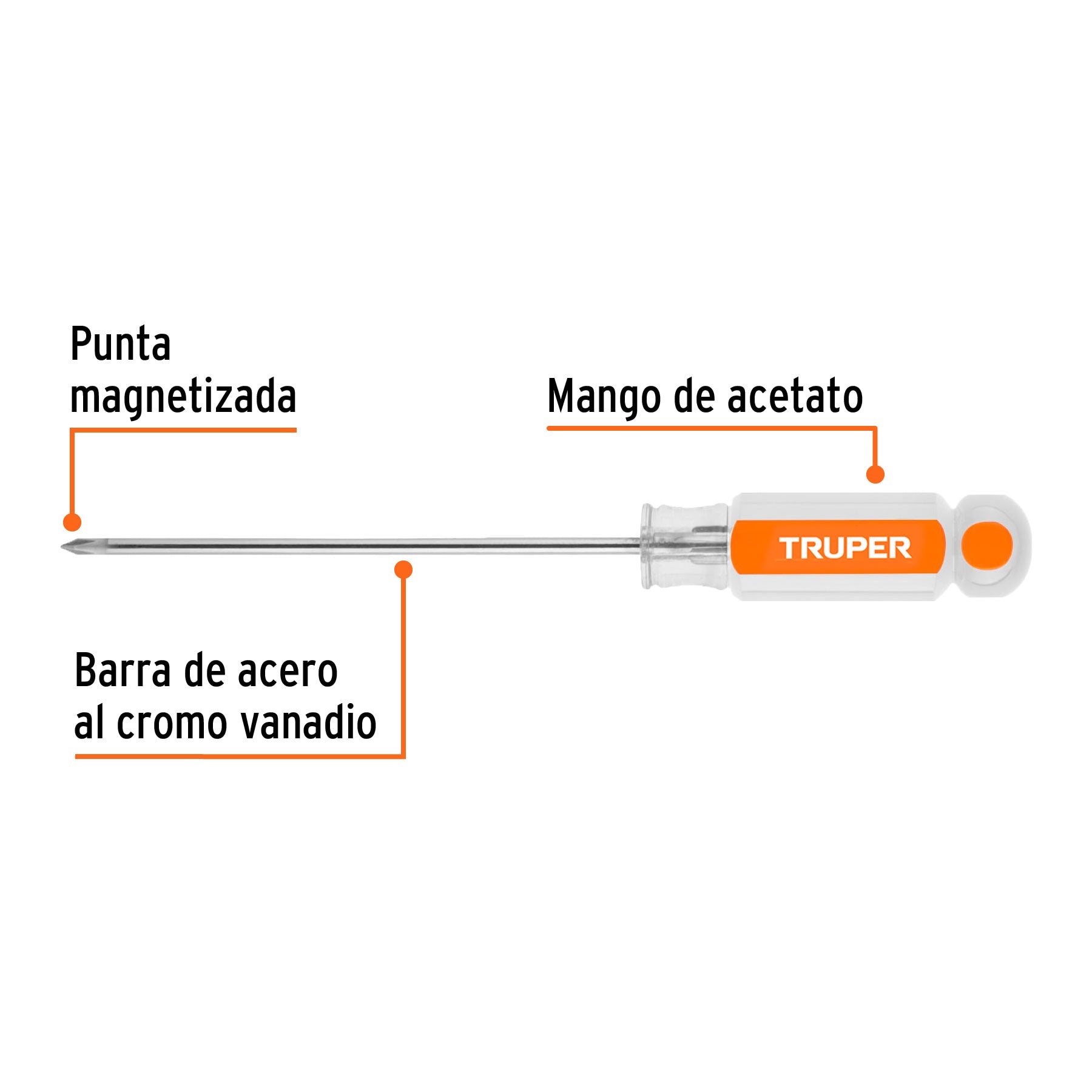 Desarmador punta phillips # 0, mango de acetato 4"