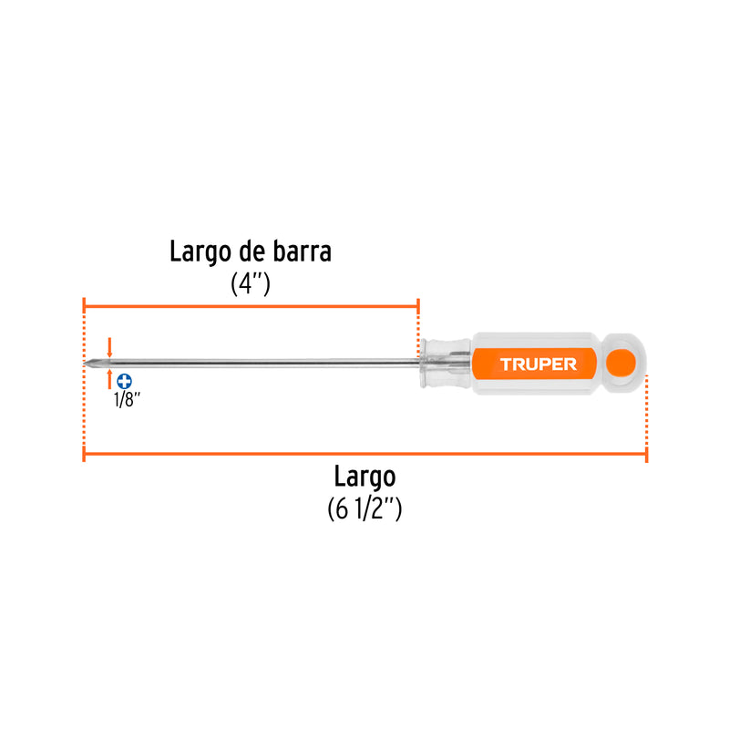 Desarmador punta phillips # 0, mango de acetato 4"