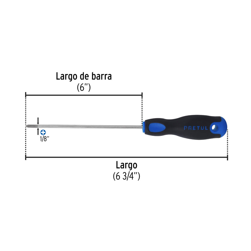 Desarmador punta Phillips,1/8x6', mango Comfort Grip, Pretul
