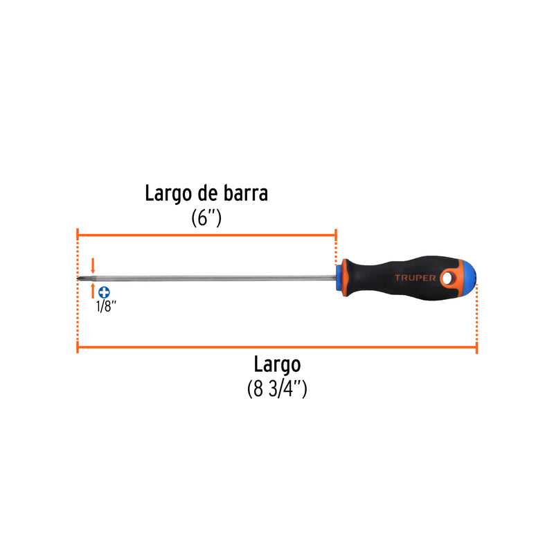 Desarmador punta phillips # 0, mango comfort grip, 6"