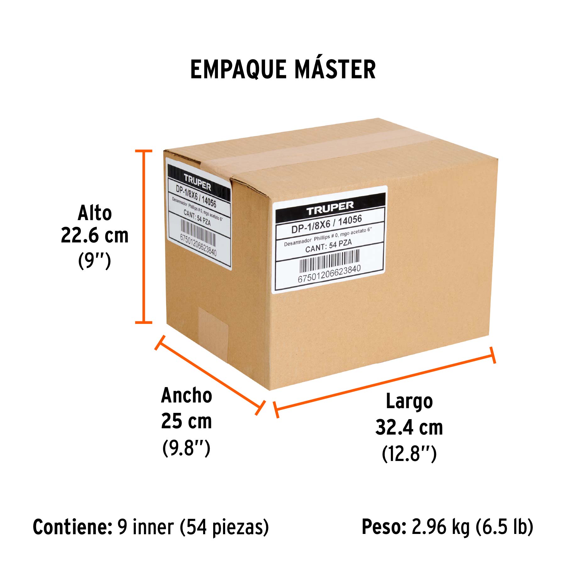 Desarmador punta phillips # 0, mango de acetato 6"