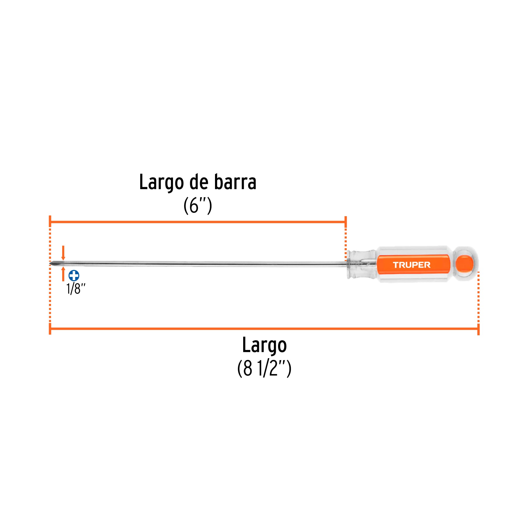 Desarmador punta phillips # 0, mango de acetato 6"