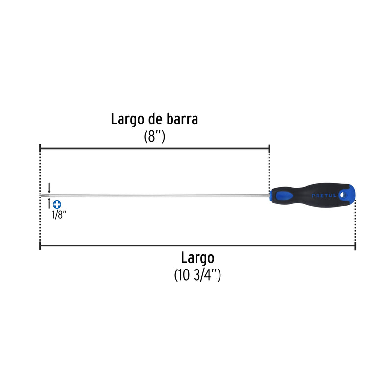Desarmador punta Phillips,1/8x8', mango Comfort Grip, Pretul