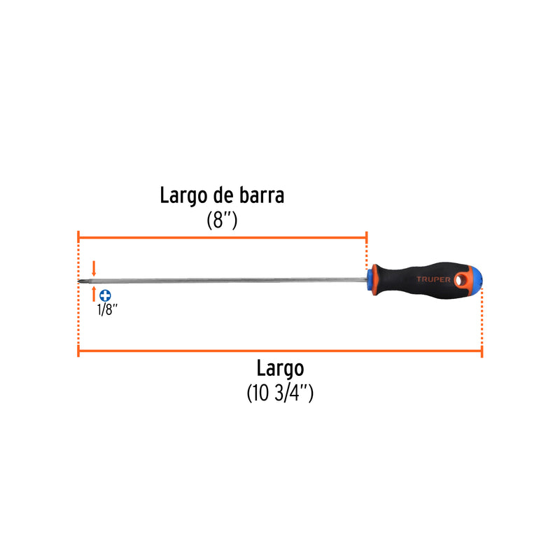 DESARMADOR DE CRUZ MANGO COMFORT GRIP 1/8"X8"