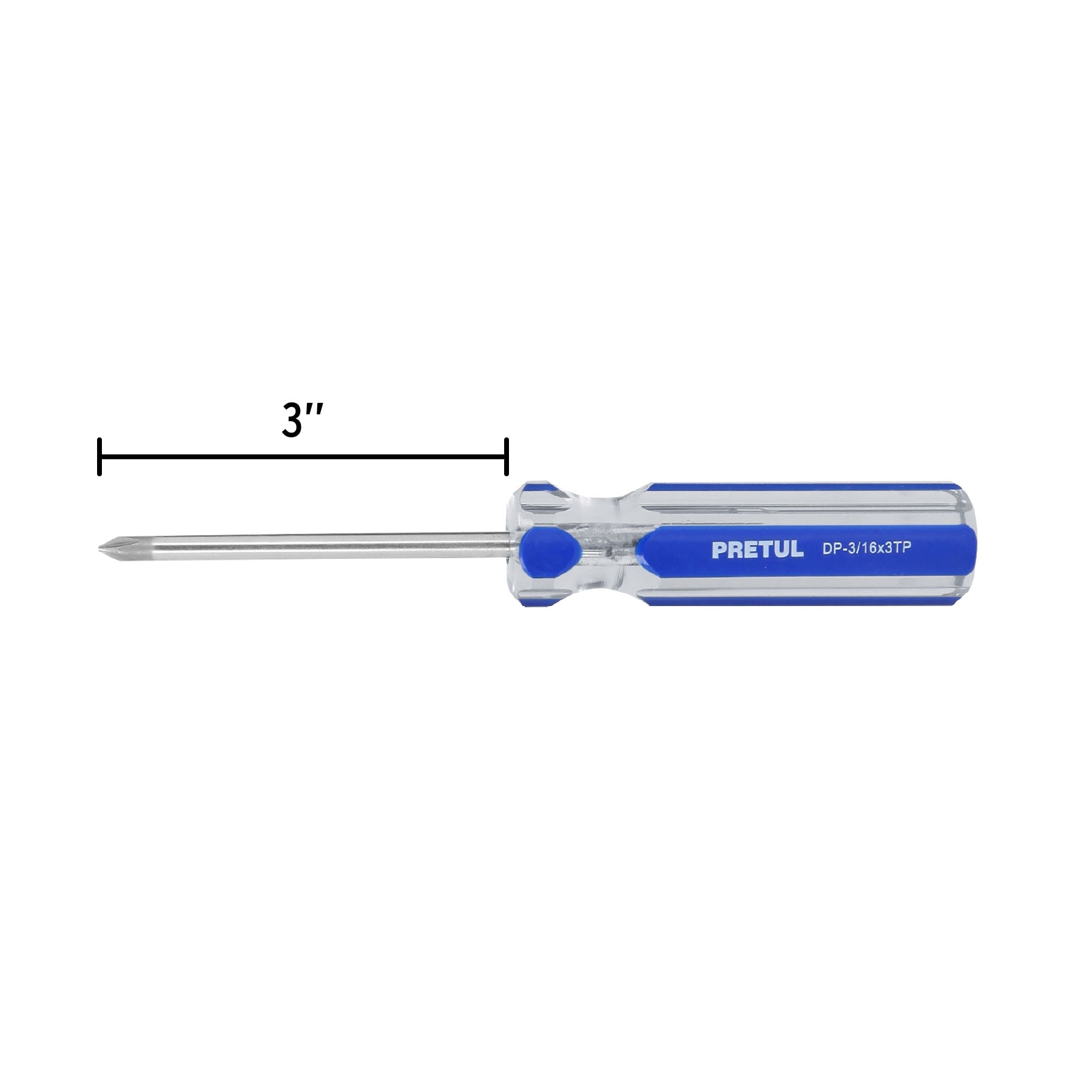 Desarmador punta phillips, 3/16 x 3", mango pvc, pretul