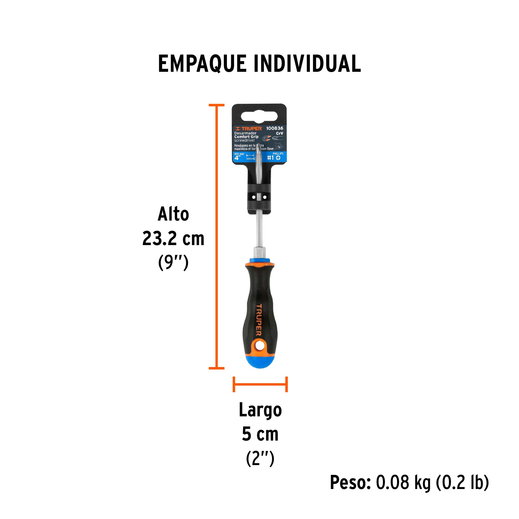 DESARMADOR DE CRUZ MANGO COMFORT GRIP 3/16"X4"