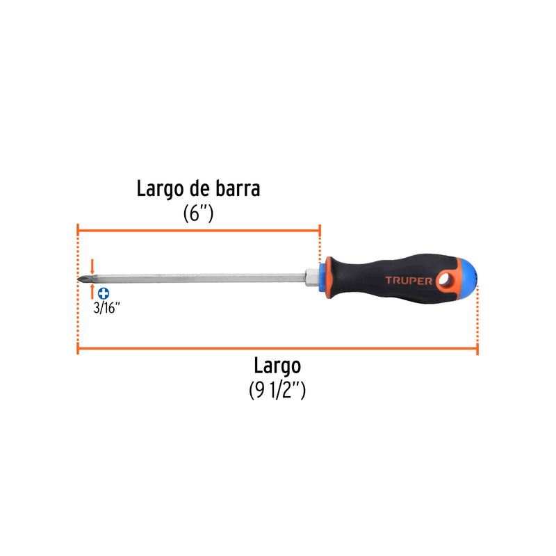 Desarmador punta phillips # 1, mango comfort grip, 6"