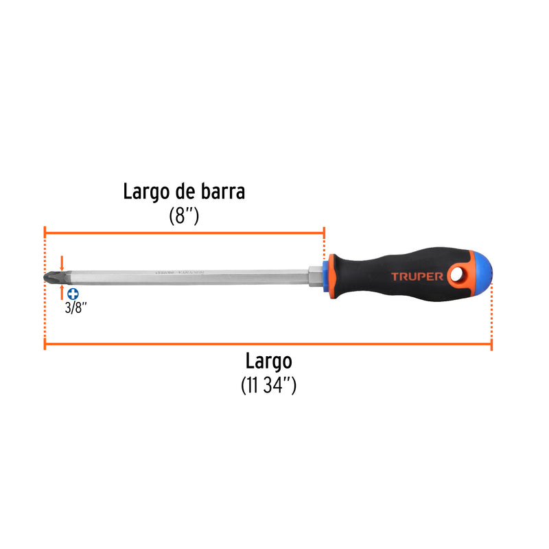 DESARMADOR DE CRUZ MANGO COMFORT GRIP 3/8"X8"