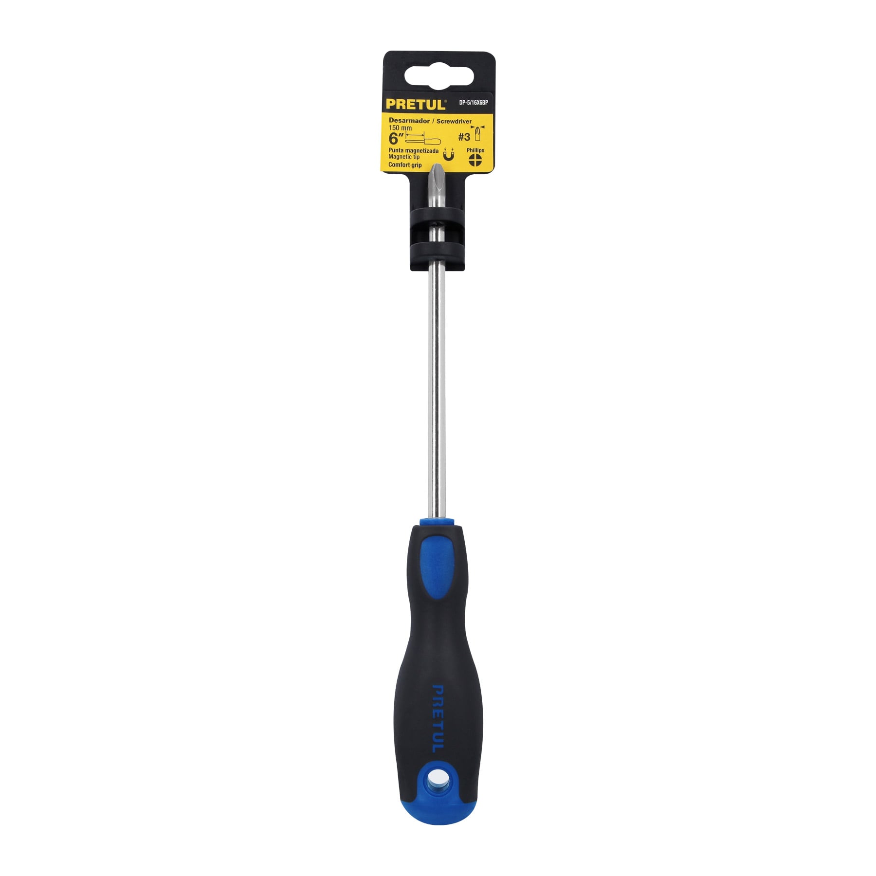 Desarmador punta phillips, 5/16x6", mgo comfort grip, pretul
