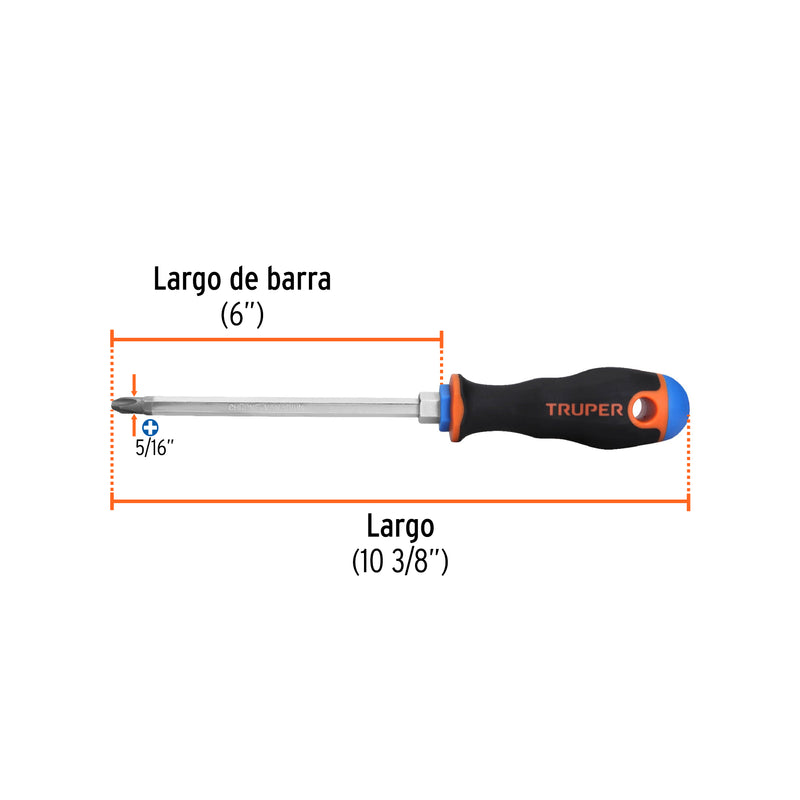 Desarmador punta phillips, 5/16" mango Comfort Grip, 6"