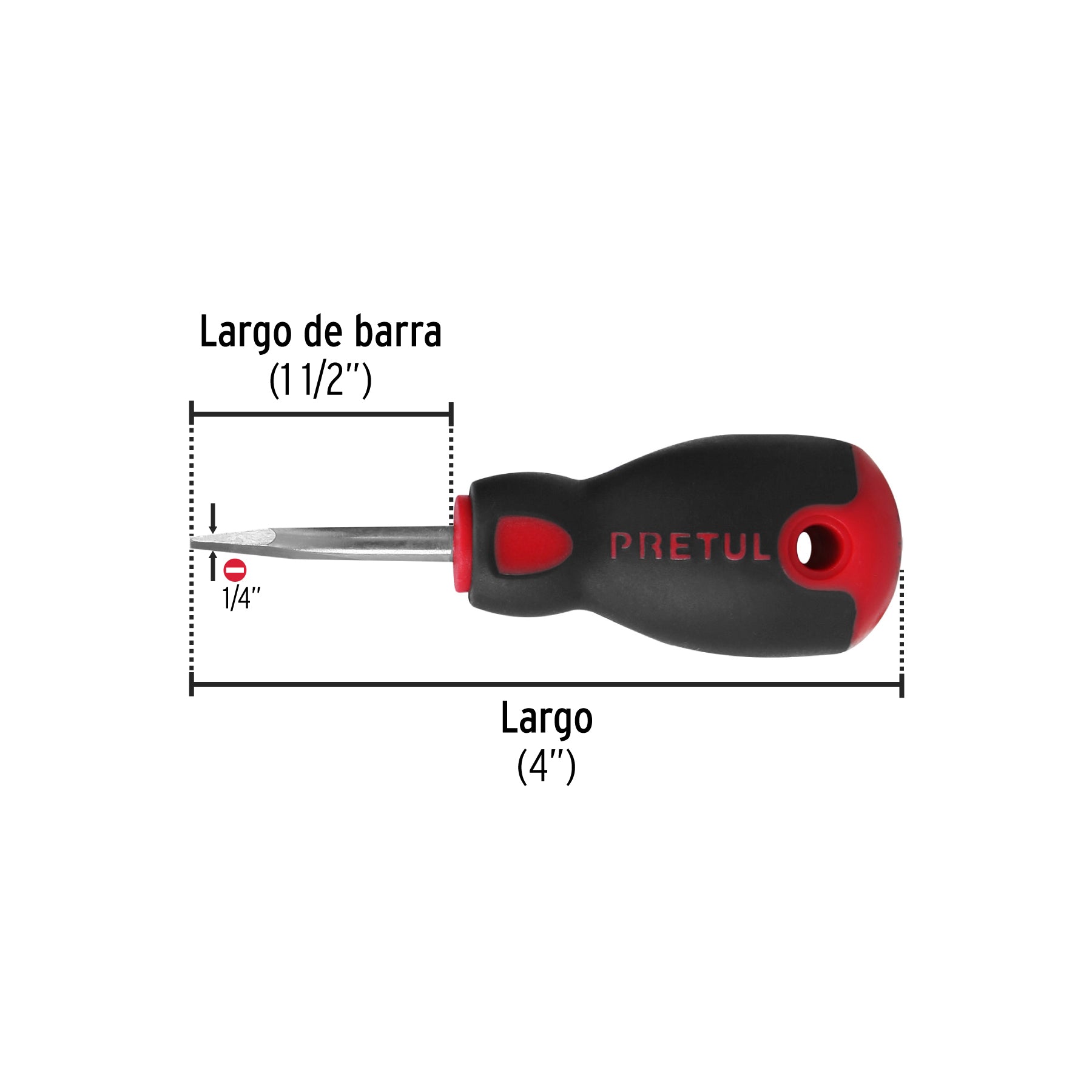 Desarmador plano,1/4x1-1/2",mgo comfort grip, pretul