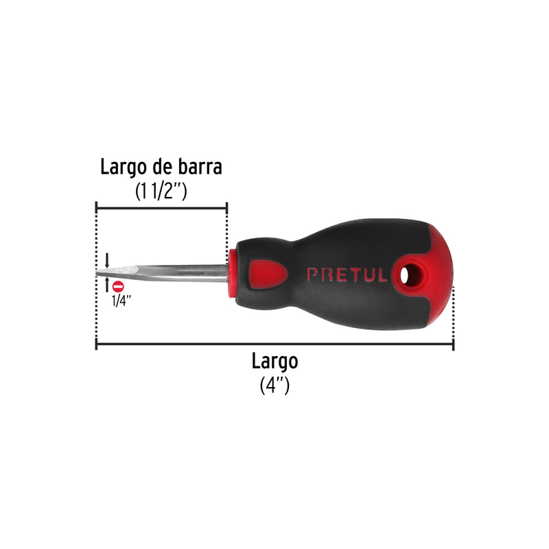Desarmador plano,1/4x1-1/2",mgo comfort grip, pretul