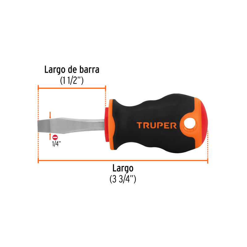Desarmador plano 1/4x4x1-1/2" mango comfort grip