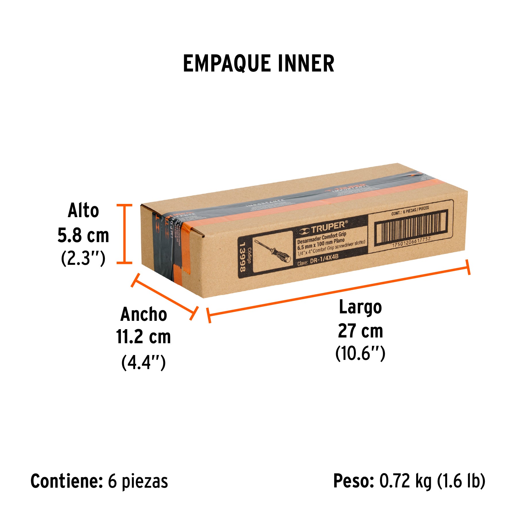 Desarmador plano 1/4x4" mango comfort grip
