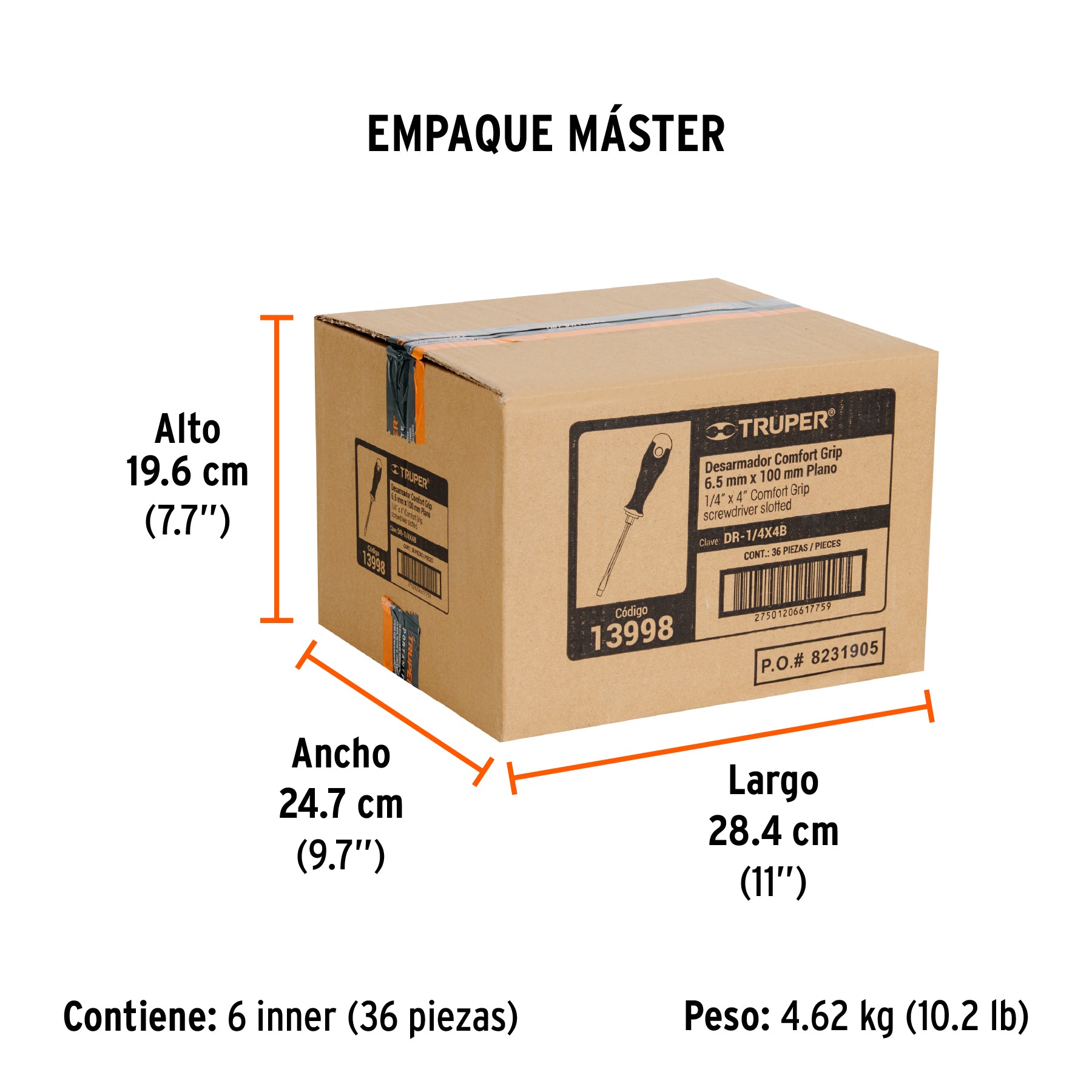 Desarmador plano 1/4x4" mango comfort grip