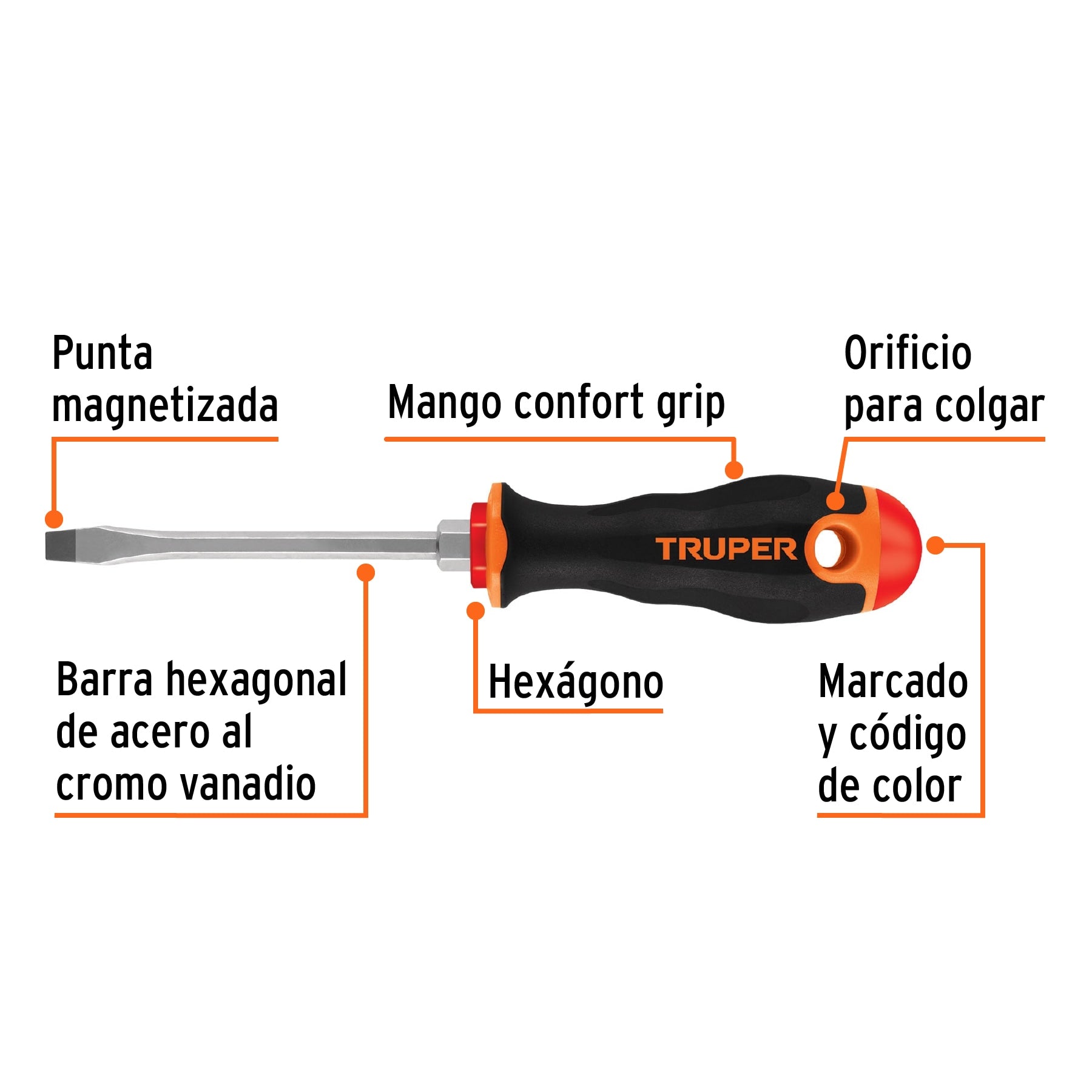Desarmador plano 1/4x4" mango comfort grip