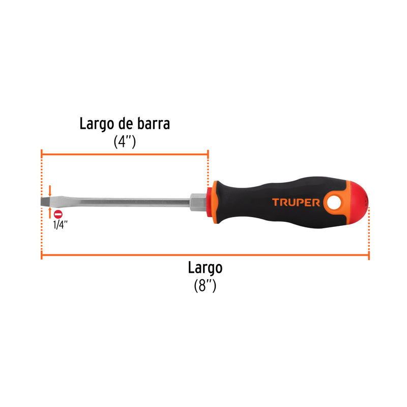 Desarmador plano 1/4x4" mango comfort grip