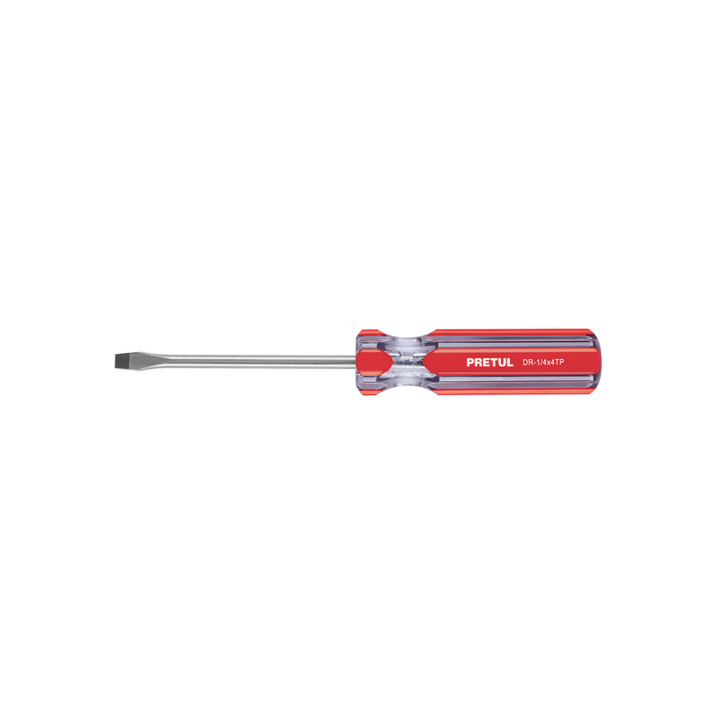 Desarmador plano, 1/4 x 4", mango pvc, pretul