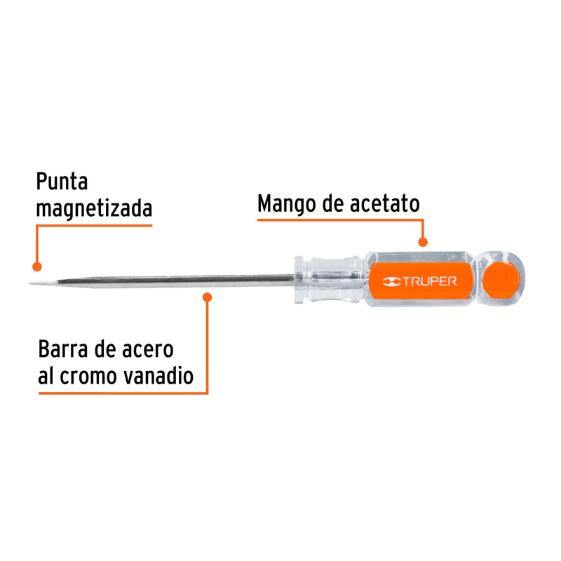 Desarmador plano 1/4x4" mango de acetato