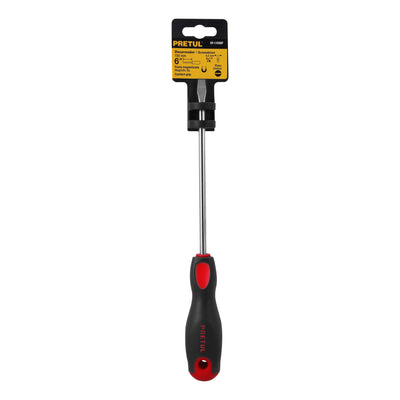 Desarmador plano, 1/4x6", mango comfort grip, pretul