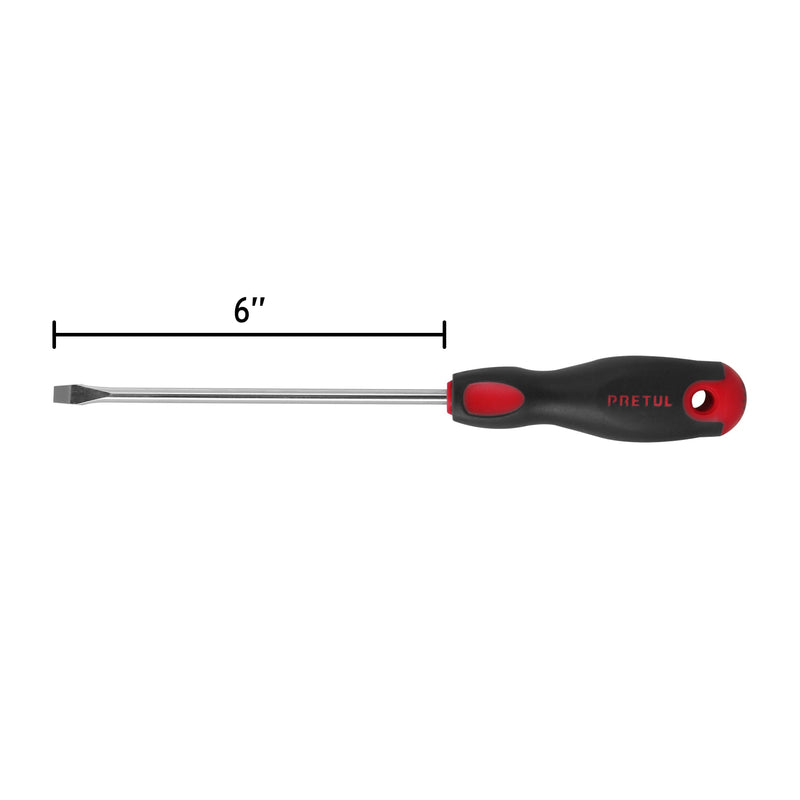 Desarmador plano, 1/4x6", mango comfort grip, pretul